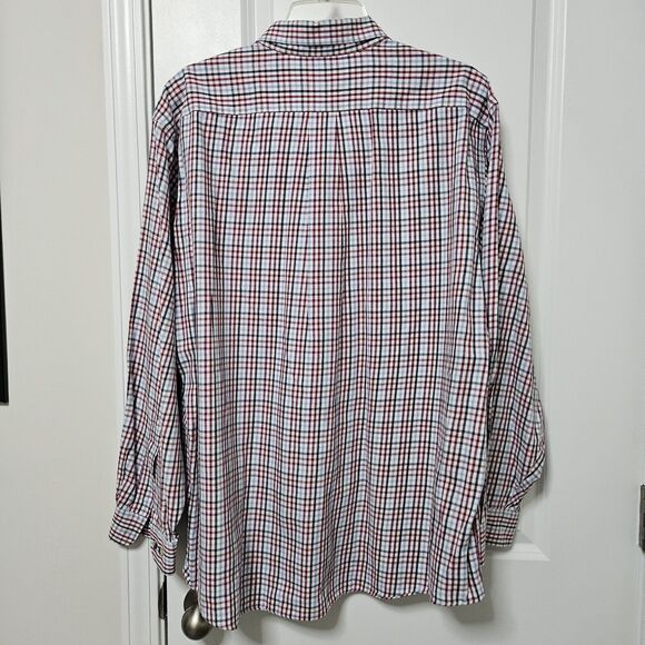 L.L Bean Wrinkle Resistant Button Up Shirt Men's Lg Blue Red White Check Pocket - Picture 8 of 8